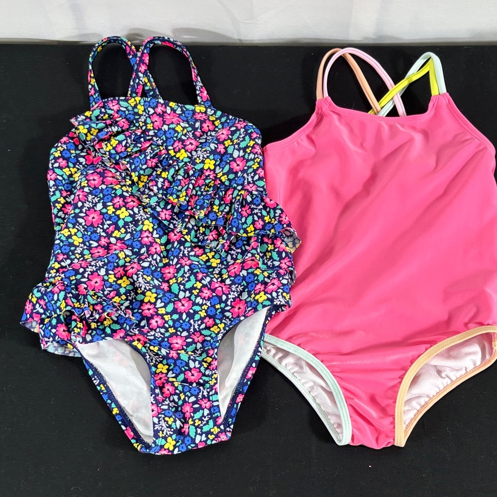 Cat & Jack Kids One-Piece Floral and Wonder Nation Pink Swimsuits